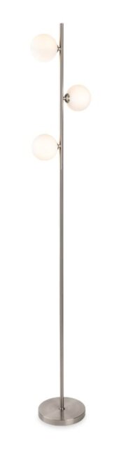 Firstlight 6932BS Lyric Floor Lamp In Brushed Steel Finish With Opal White Glass