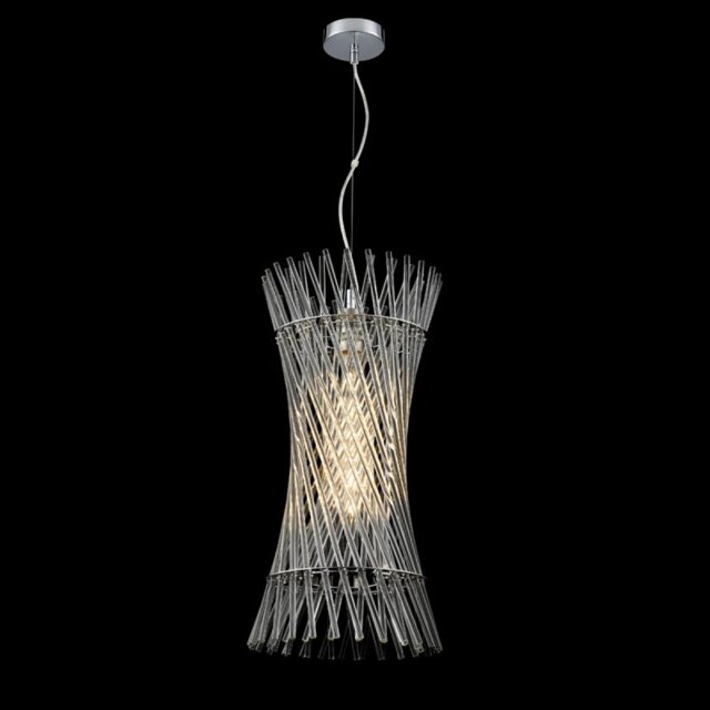 Franklite Ethereal Single Ceiling Pendant With Angled Glass Rods In Chrome Finish PCH477
