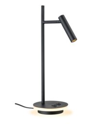 Franklite Leo Table Lamp In Black Finish With Reading Light And Illumination Around The Base TL604