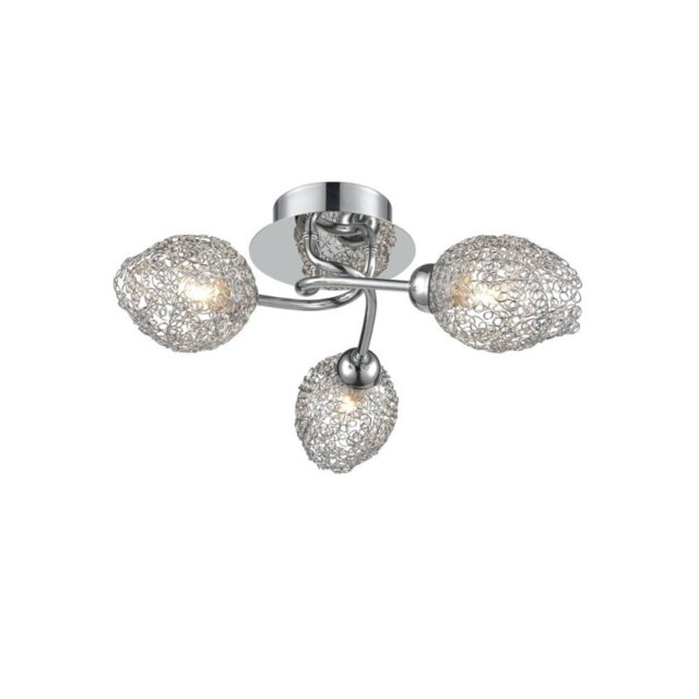 Franklite FL2404-3 Ocarina 3 Light Semi Flush Ceiling Light In Chrome