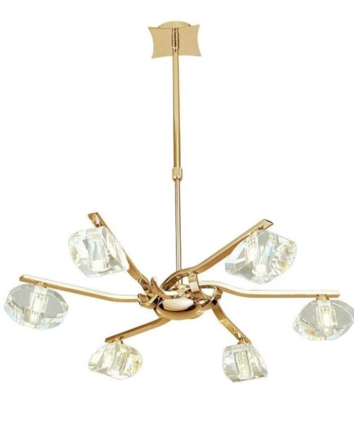 Mantra M0551FG Alfa 6 Light Telescopic Pendant/Semi Flush Light In French Gold