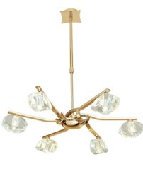 Mantra M0551FG Alfa 6 Light Telescopic Pendant/Semi Flush Light In French Gold