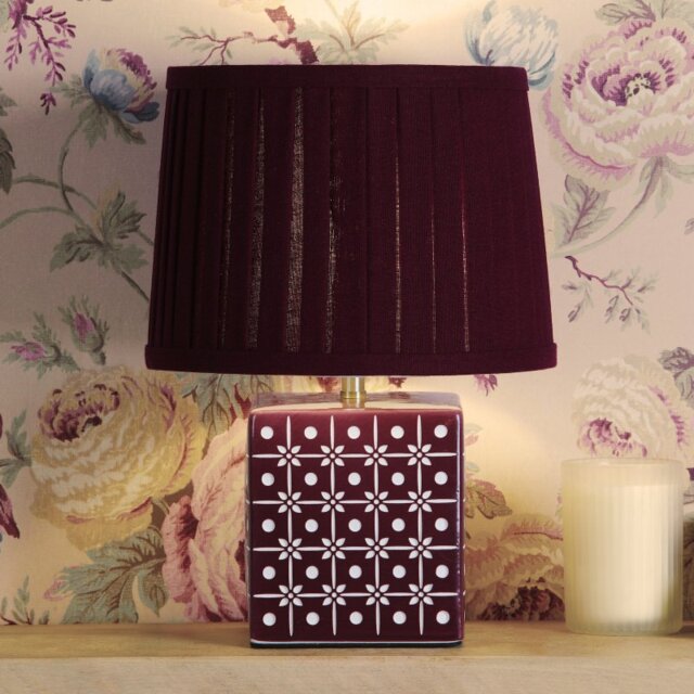 Laura Ashley Claudina Table Lamp In Purple Ceramic And Antique Brass Finish With Shade LA3756670-Q