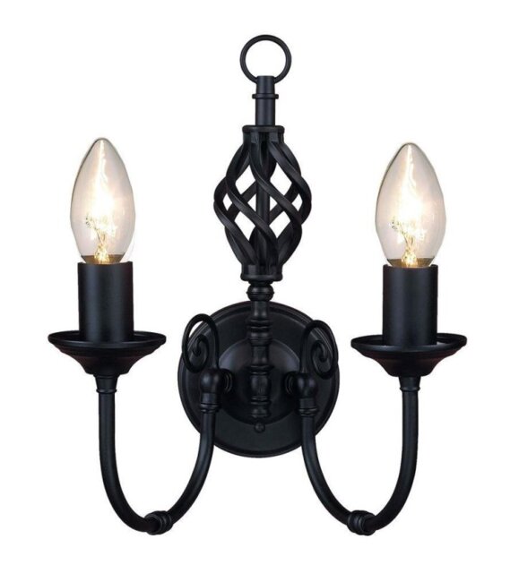 Barley 2 Light Classic Knot Twist Wall Light In Black
