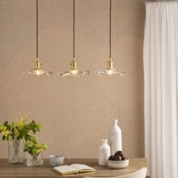 Dar Wisebuys Hadano 3 Light Ceiling Bar Pendant In Natural Brass And Wavy Glass