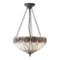 Interiors 1900 64175 Hutchinson Tiffany 3 Light Medium Inverted Ceiling Pendant Light In Dark Bronze