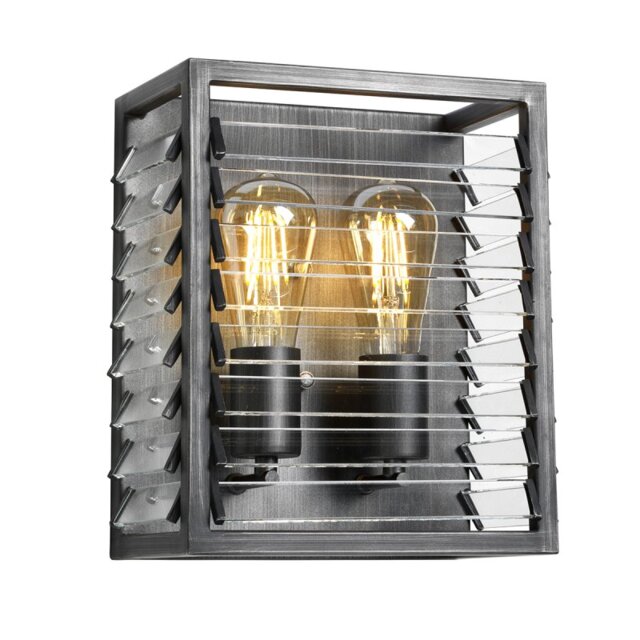 Elstead LOUVRE2 Louvre 2 Light Industrial Wall Light In Gunmetal Finish