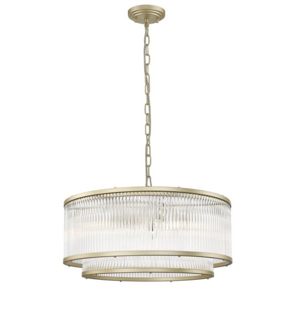 Impex Antigua 6 Light Tiered Ceiling Pendant Light In Matt Gold Finish