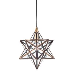 Dar ILA0175 Ilario 1 Light Star Lantern Pendant Light In Antique Brass