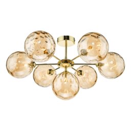 Dar Lighting Cohen 7 Light Semi Flush Ceiling Light In Polished Gold Finish With Round Champagne Glass COH3435-11