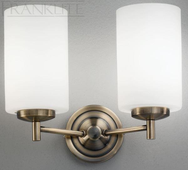 Franklite Decima FL2253/2 2 Light Bronze Wall Light With Opal Glass Shades