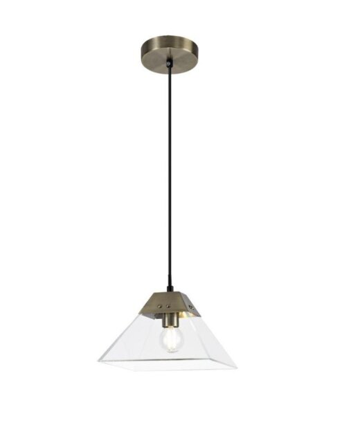 Ewen 1 Light Small Ceiling Pendant In Antique Brass - Length: 200mm