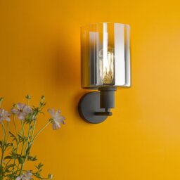 Dar Lighting Savannah Wall Light in Matt Black With Smoked Glass SAV0722