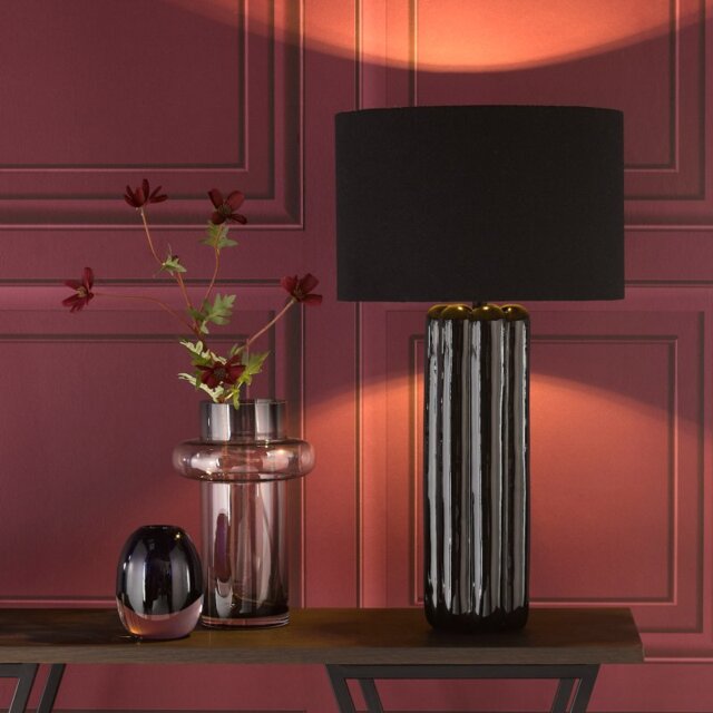 Dar Lighting Hebron Table Lamp In Black Finish With Shade HEB4222
