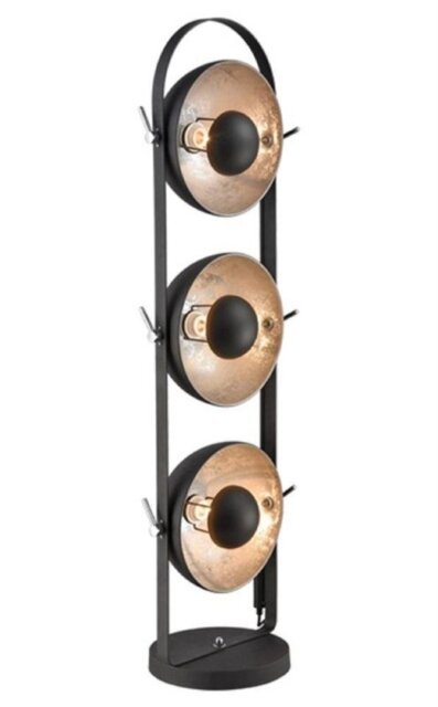 Franklite SL239 Standard Lamp 3 Light Floor Light In Black with Silver Inside