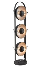 Franklite SL239 Standard Lamp 3 Light Floor Light In Black with Silver Inside