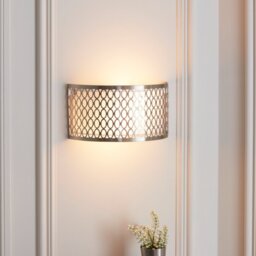 Endon 113263 Cordero 2 Light Wall Light In Satin Nickel With White Inner Shade