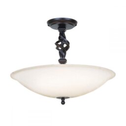 Elstead PB/SF/A BLACK Pembroke Semi Flush Ceiling Light In Black With Glass Shade