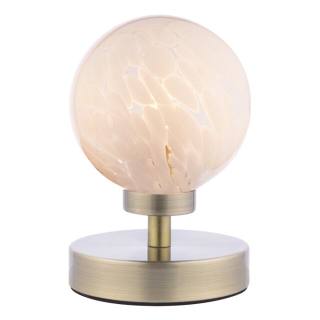 Dar Lighting Esben Table Lamp In Antique Brass With Confetti Glass