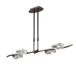 Mantra M1456BC Eclipse 4 Light Linear Telescopic Ceiling Pendant In Black Chrome