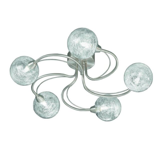 Franklite FL2327/5 Satin Nickel 5 Light Ceiling Light with Spun Glass Shades