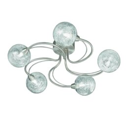 Franklite FL2327/5 Satin Nickel 5 Light Ceiling Light with Spun Glass Shades