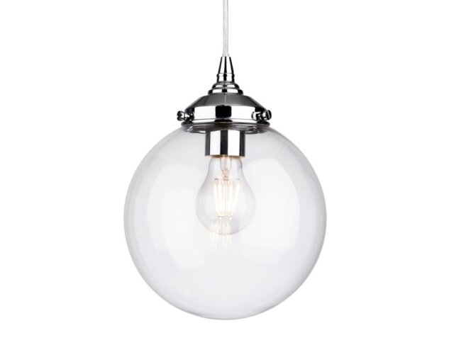 Firstlight 3726CH Seville 1 Light Ceiling Ball Pendant In Chrome With Clear Glass