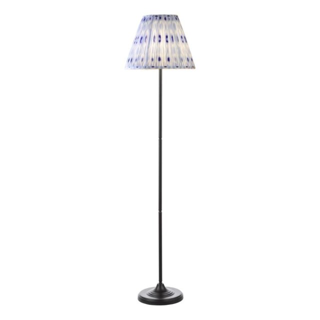 Dar Lighting Padme Floor Lamp In Matt Black With Blue Shade