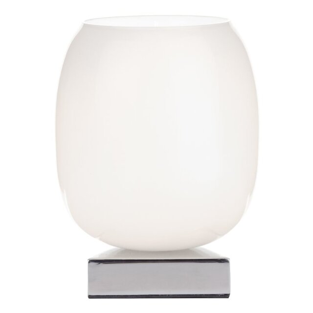 DIN412 Dino Touch Table Lamp With White Glass And Polished Chrome Finish
