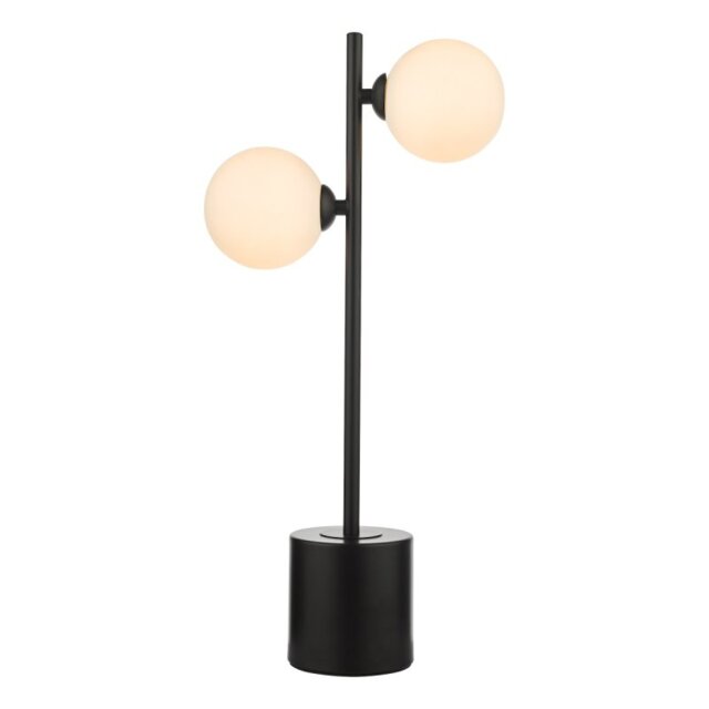 Dar Lighting Spiral 2 Light Table Lamp In Matt Black Finish With Opal Glass SPI4222-02