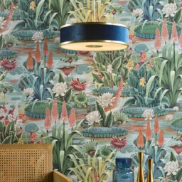 Dar Lighting Alvaro 3 Light Ceiling Pendant Light In Brushed Brass With Blue Shade