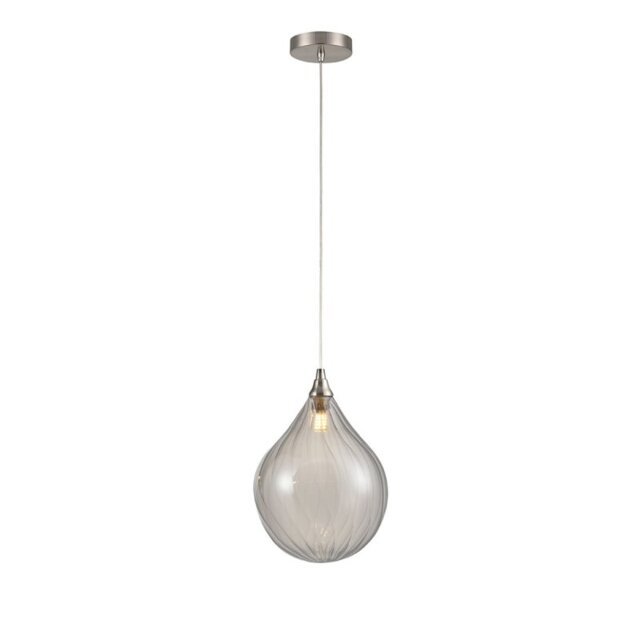 Franklite Perry 1 Light Large Ceiling Pendant Light With Smoked Glass Shade PCH244-359