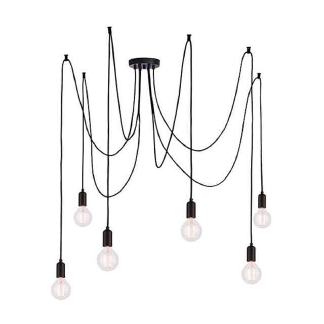 Endon 76583 Studio 6 Light Ceiling Pendant In Matt Black
