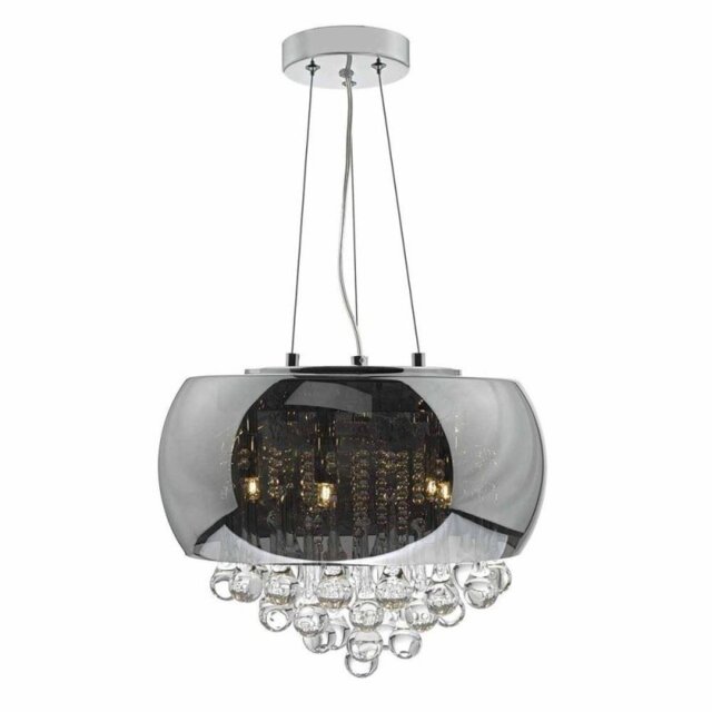 Dar GIS0510 Giselle 5 Light Ceiling Pendant Light In Smoked Glass