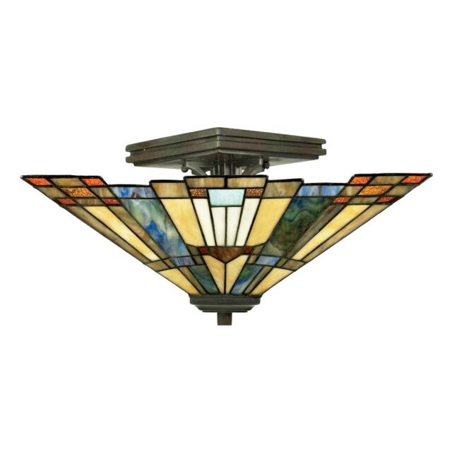 Elstead QZ-INGLENOOK-SF Inglenook 2 Light Semi Flush Ceiling Light In Valiant Bronze