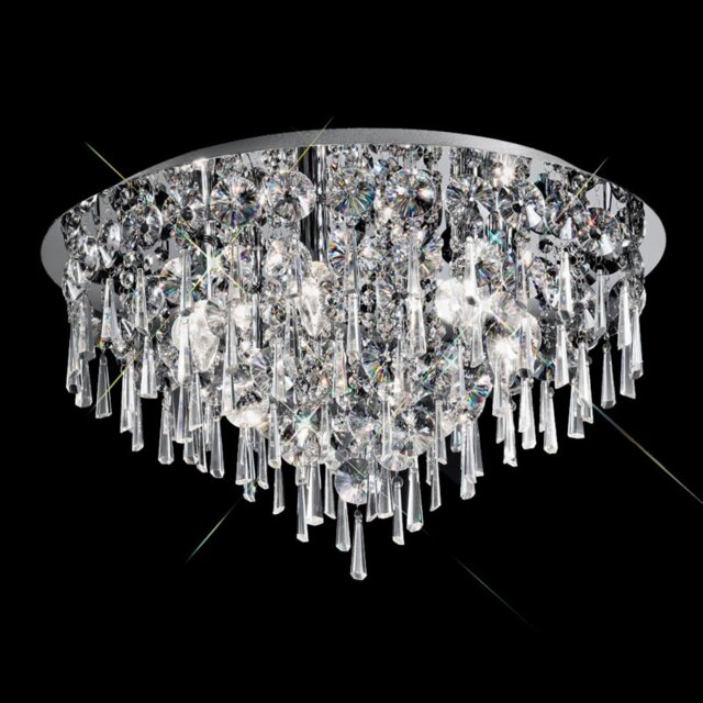 Franklite CF5720 Round 5 Light Crystal Bathroom Flush Ceiling Light