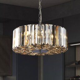 Searchlight Chapeau 4 Light Pendant or Semi Flush Ceiling Light In Chrome With Mixed Glass