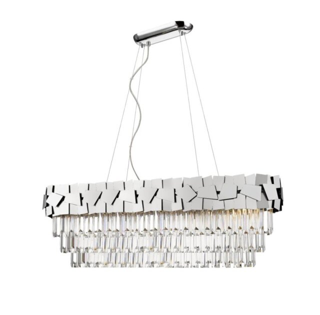 Impex Celine 9 Light Crystal Oblong Ceiling Pendant Light In Polished Chrome Finish