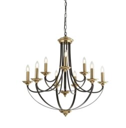 Searchlight 1849-9BZ Belfry 9 Light Ceiling Pendant Light In Bronze And Brown