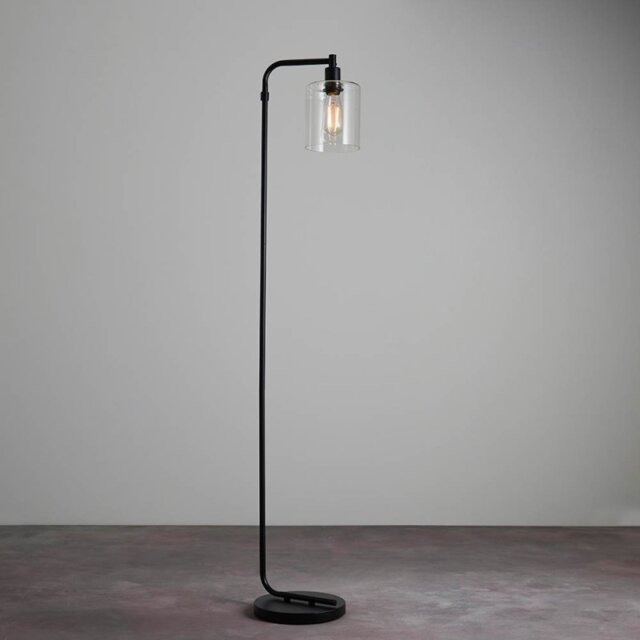 Endon 95456 Toledo Floor Lamp In Matt Black Finish With Clear Glass