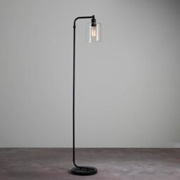 Endon 95456 Toledo Floor Lamp In Matt Black Finish With Clear Glass