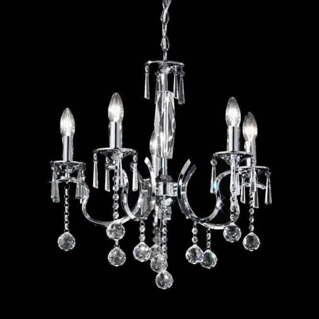 Franklite Taffeta Chrome and Crystal Ceiling Light FL2155/5