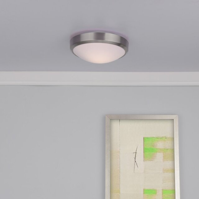 DOV5246 Dover Acrylic Round Flush Light in satin Chrome
