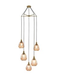 Franklite Marcella 5 Light Cluster Ceiling Light In Amber Glass Finish 60cm FL2425-5/353