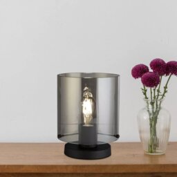 Searchlight Sweden Table Lamp In Matt Black Finish With Smoked Ombre Glass 88913-1BK