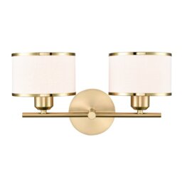 Franklite Polaris 2 Light Wall Light In Aged Brass With Fabric Shades FL2498-2
