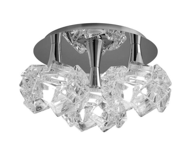Mantra M3965 Artic 3 Light Large Semi Flush Ceiling Light In Chrome With Clear Glass
