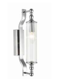 Franklite Paris Bathroom Wall Light In Chrome Finish With Ribbed Glass Shade IP44 WB133
