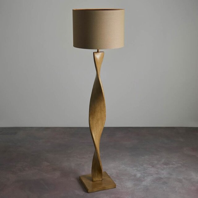Endon 95454 Abia Floor Lamp In Oak Effect With Natural Linen Shade