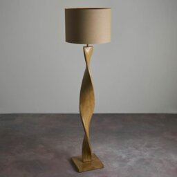 Endon 95454 Abia Floor Lamp In Oak Effect With Natural Linen Shade